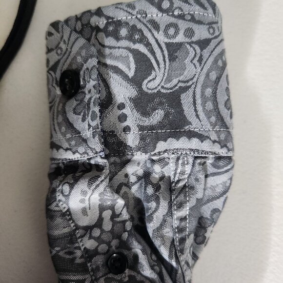 Tasso Elba Shirt Mens Large Gray Paisley Long Sleeve Button Up FLAWS - Picture 11 of 13